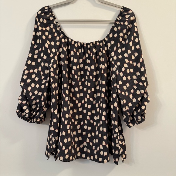 Women’s Lane Bryant Elegant gray and Pink polka dot blouse size 14 - Picture 1 of 6